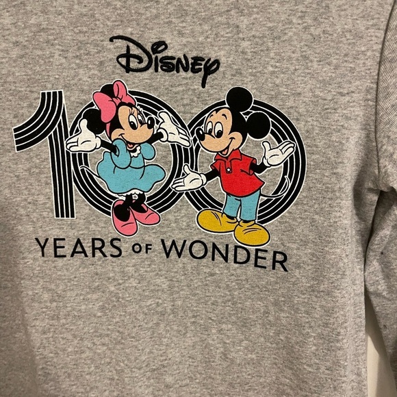 DISNEY MICKEY AND MINNIE YEARS OF WONDER JUNIOR M LONG SLEEVE TEE RUFF HEMS GRAY - Picture 5 of 9